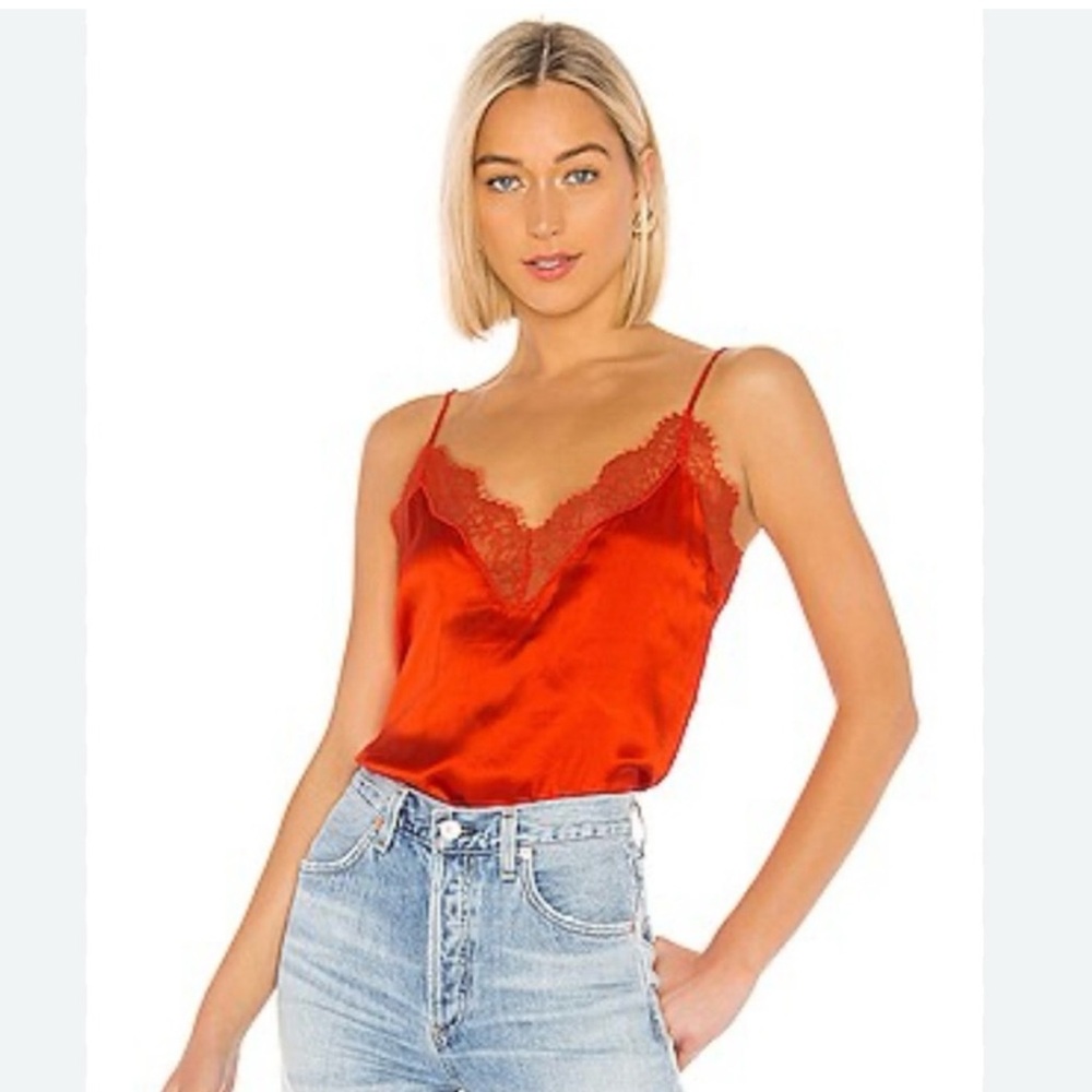 Satin Lace Trimmed Tank